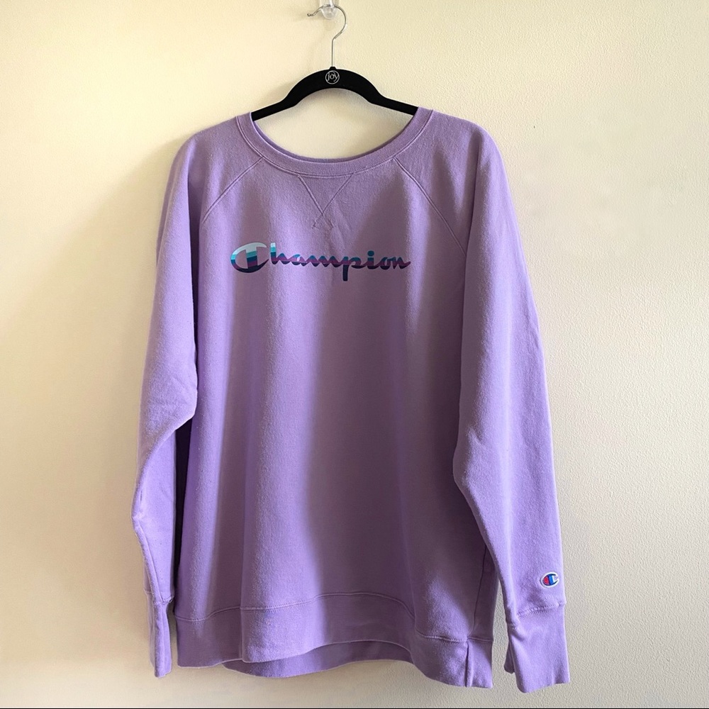 Champion Lilac Powerblend Fleece Graphic Crew - 2X